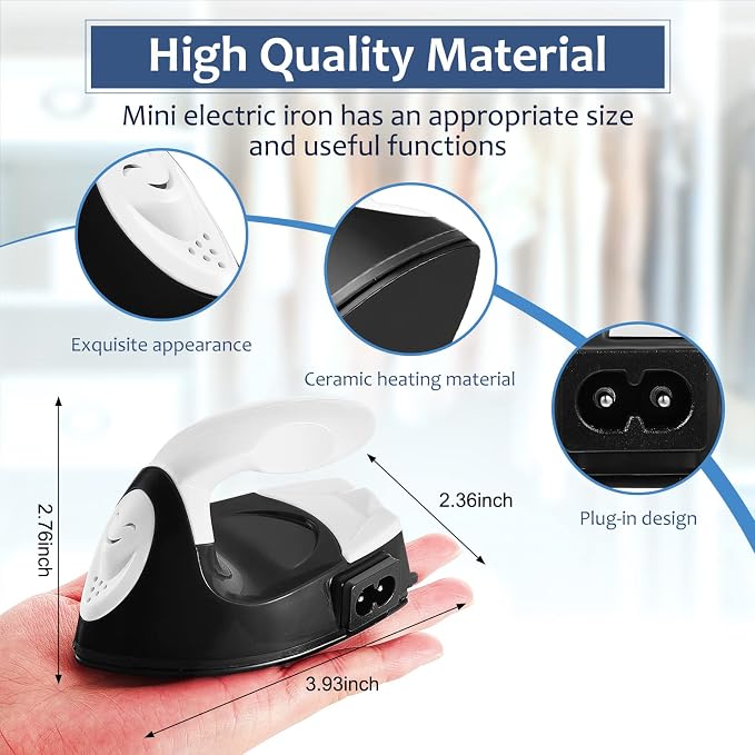 Honoson Mini Craft Iron with Charging Base Tiny,Black