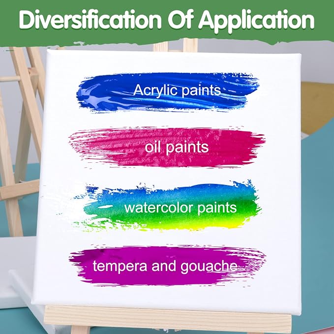 ESRICH Canvases for Painting, 36 Pack Canvas Boards 4x4, 6x6, 8x8, 5x7, 8x10, 9x12, 11x14, Round Canvas Panels with 8x8,10x10-Cotton Primed Blank Large Canvases for Acrylic, Oil, Gouache & Tempera.
