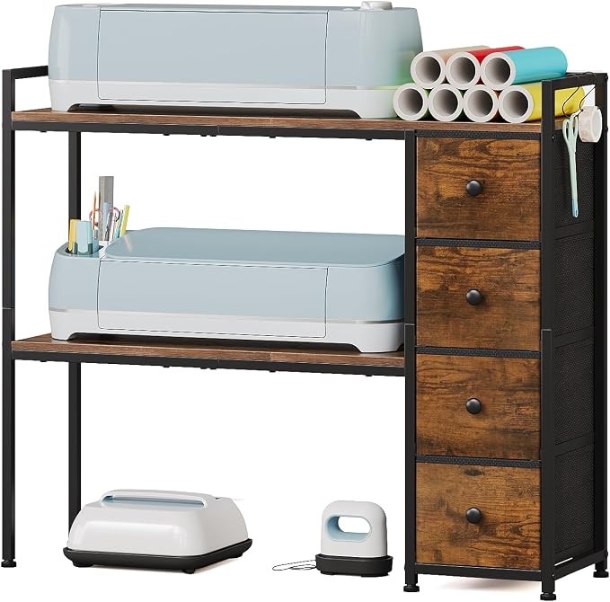 VENNQD Desktop Shelf Stand Compatible with Cricut Maker and Cricut Explore Air Series Stand Legs, Craft Desk Accessories and Space Organizer (Rustic Brown)