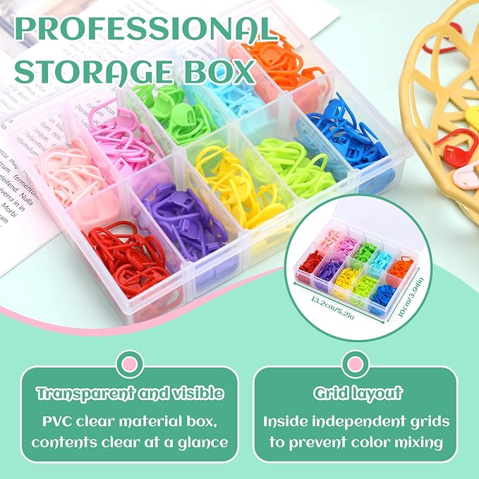 LUNARM 200Pcs Stitch Markers for Crocheting Crochet Stitch Markers Knitting