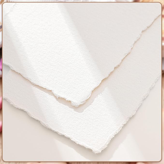 Prudiut Deckled Edge Watercolor Paper, 50 Sheets, 2 x 3.5 in, 160 GSM