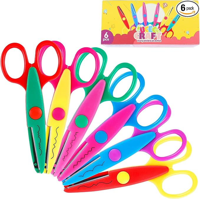 UCEC Craft Scissors Decorative Edge, 6 Pack, Bright Zig Zag Scissors
