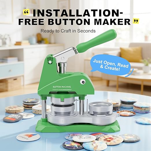 Button Maker Machine 3 Sizes, DIY Pin Maker Machine 1+1.25+2.25 inch, Interchangeable Button-Models Badge Button Press Machine with 300 Sets 25+32+58mm Button Maker Supplies&Circle Cutter 2026 Upgrade