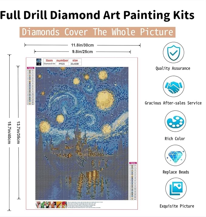 PINFFSHU Starry Night Diamond Painting Kits for Adult Beginners