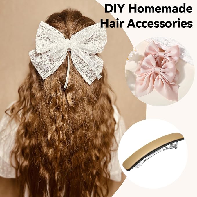 20 Piece Blank French Barrette Hair Clips 2.4'' and 3'' Silver Metal French Hair Barrettes DIY Craft Automatic Spring Snap Hairclips Clasps for DIY Hairs Accessories