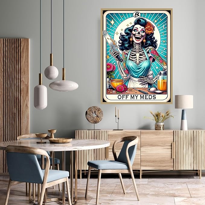 5D Skull Skeleton Chef Diamond Art kits for Adults Beginners 12x 16Inch | Tarot Diamond Painting Kit DIY Full Round Drill Paint by Diamonds Dot Gem Art for Adult, Home Wall Decor