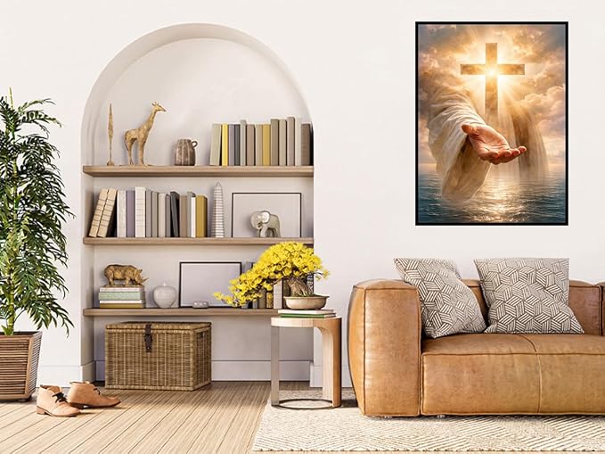 Benjenes Jesus Diamond Art Kits for Adults, Cross Diamond Painting