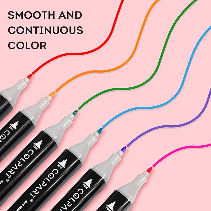 colpart 168 Colors Alcohol Markers Dual Tip Art Markers for Kids Marker Pens with Pen Holder and Carry Bag for Adult Coloring Painting Supplies Perfect for Painting, Coloring, Sketching and Drawing