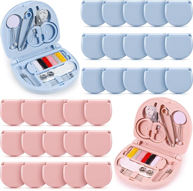 Yuxung 80 Pieces Mini Travel Sewing Kit Basic Portable Emergency Sewing Repair Kit in Bulk with Threads Scissors Needles for Beginner Traveler Hotel Charity Homeless