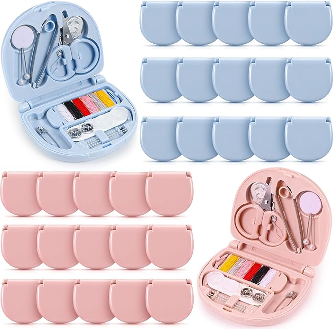 Yuxung 100 Pieces Mini Travel Sewing Kit Basic Portable Emergency Sewing Repair Kit in Bulk with Threads Scissors Needles for Beginner Traveler Hotel Charity Homeless