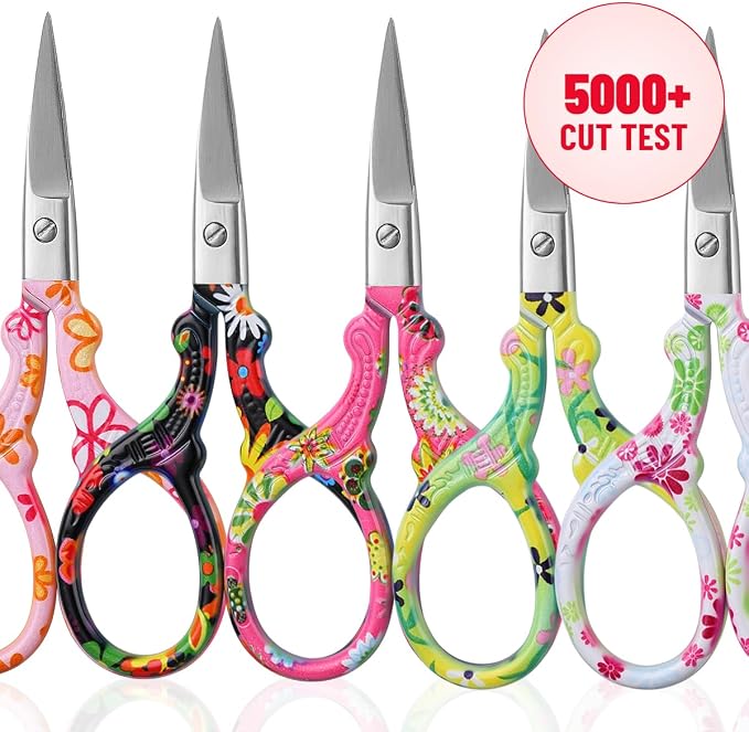 2PCS Sewing Embroidery Scissors, 3.6 Inches Sharp Stainless Steel Crochet Scissor Craft Scissors for Cross Stitch Supplies, Crochet Accessories, Paper Cutting,Threading & Needlework DIY(Red+Pink)