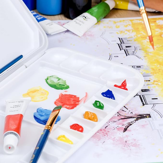 Mr. Pen- Airtight Watercolor Palette with Lid, 18 Wells & 2 Mixing Areas (Pack of 3)