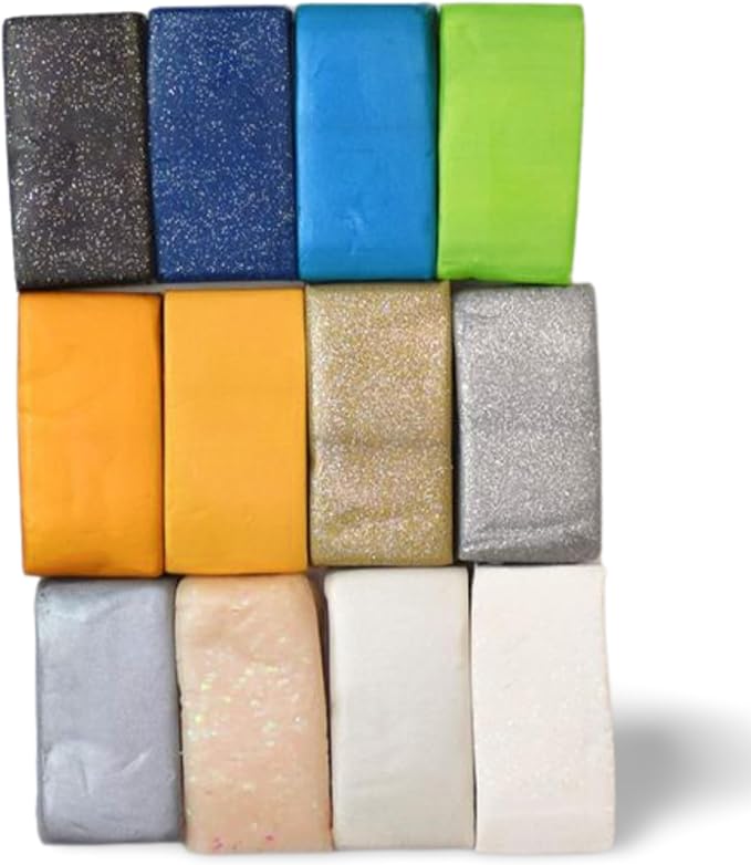 Sculpey Premo Clay Multipack - 12 Metallic & Glitter Colors, 1oz Bars | Bakeable polymer clay set for jewelry, caning and mokume gane; non-toxic, durable craft sampler for adult arts and DIY