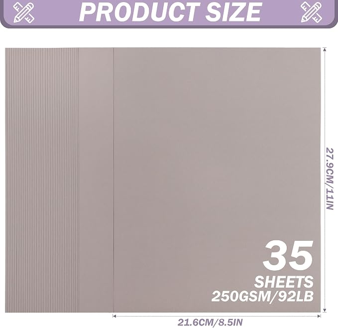 35 Sheets Dusty Lavender Cardstock 8.5 x 11 Boho Paper