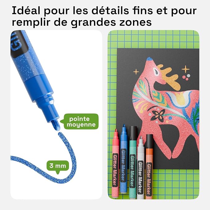 ARTISTRO 12 Glitter Paint Pens for Glass Marking - Medium Tip