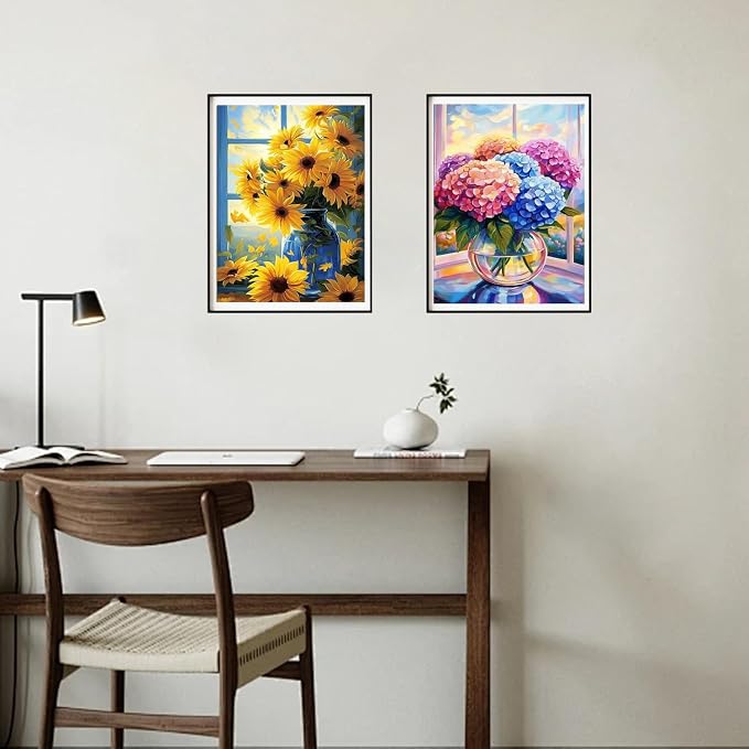 DOZEEZOP 4-Pack Diamond Art Kit for Adults, 5D Diamond Painting 12x16 Inch | Flowers pictures, Full Round Drills, Home Wall & Shelf Decor, Beginner-Friendly DIY Craft, Stress Relief, All-Occasion Gift
