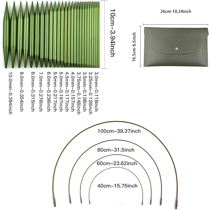 Hzkokon 13 Pairs 4 Inch Knitting Needles Set