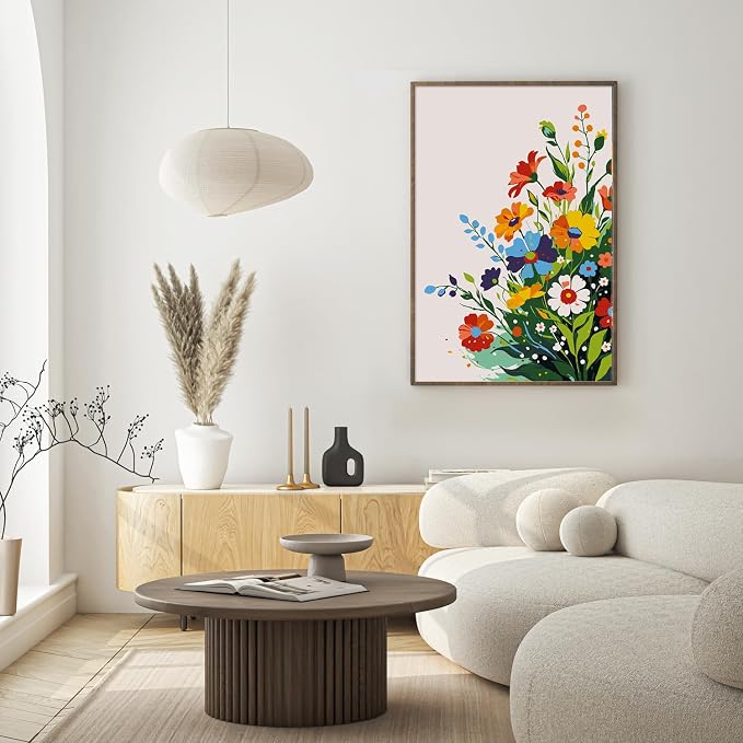 Possoco Framed Paint by Numbers Kit for Adults Beginner & Kids, Flowers Easy Adult Paint by Number Kits on Canvas, DIY Colorful Acrylic Number Painting for Adults for Home Decor Gift 8x12 Inch