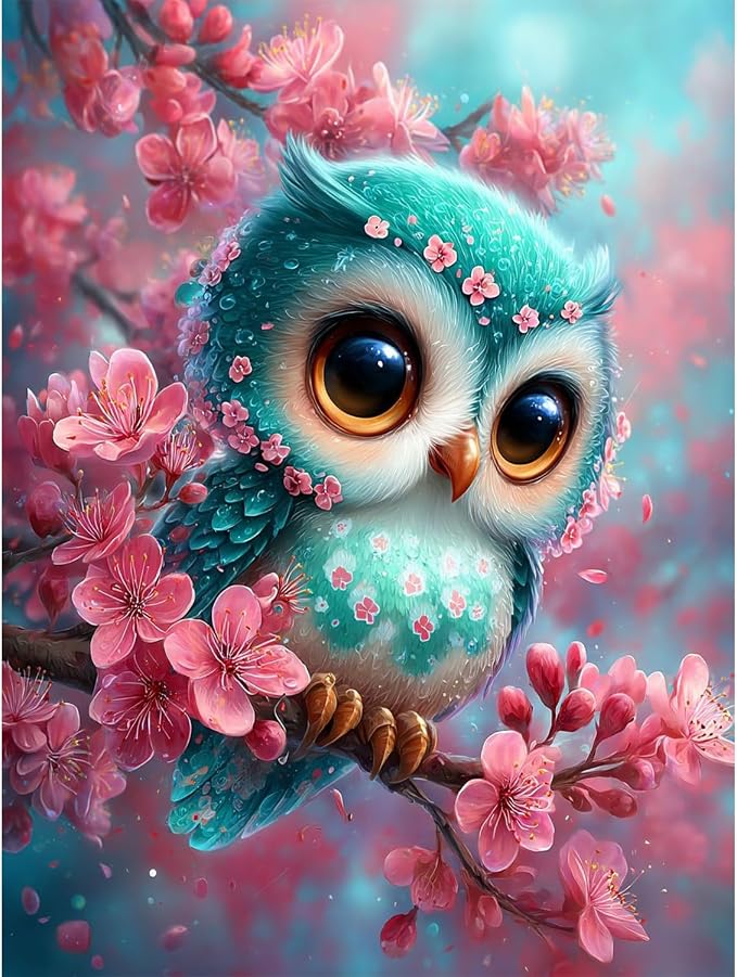 Amaieuin Owl Diamond Painting for Adults,Owl Diamond Art Painting for Adults,5D Diamond Painting for Home Decor and Gifts 12x16in