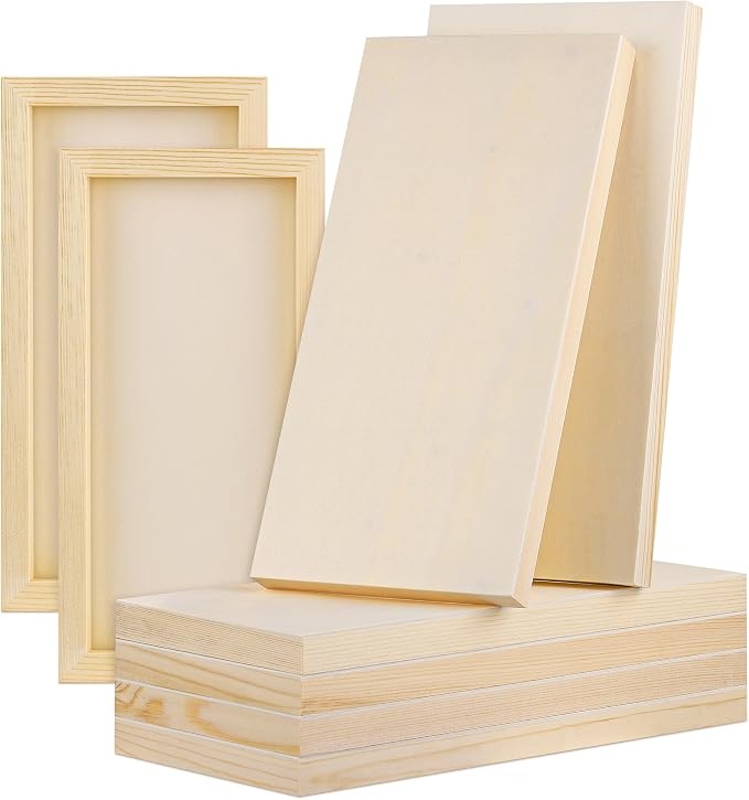 Aodaer 8 Pack Wood Panels 6 x 12 Inch Wooden Panels Canvas Unfinished Craft Wood Boards Panels for Art Crafts Acrylic and Oil Painting Pouring DIY Projects