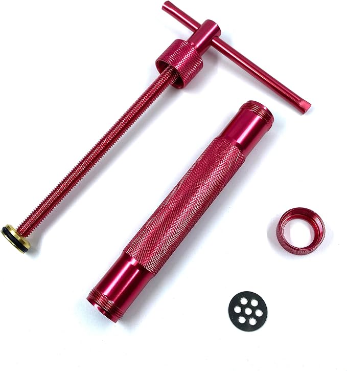 HEVERP Stainless Steel Clay Extruders Sugar Paste Extruder Cake Fondant Decorating Tool Set (Red)