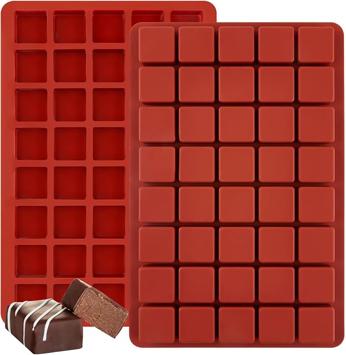 JOERSH Square Silicone Caramel Hard Candy Molds, 2 Pack, 1.2" x 1.2" x 0.7"