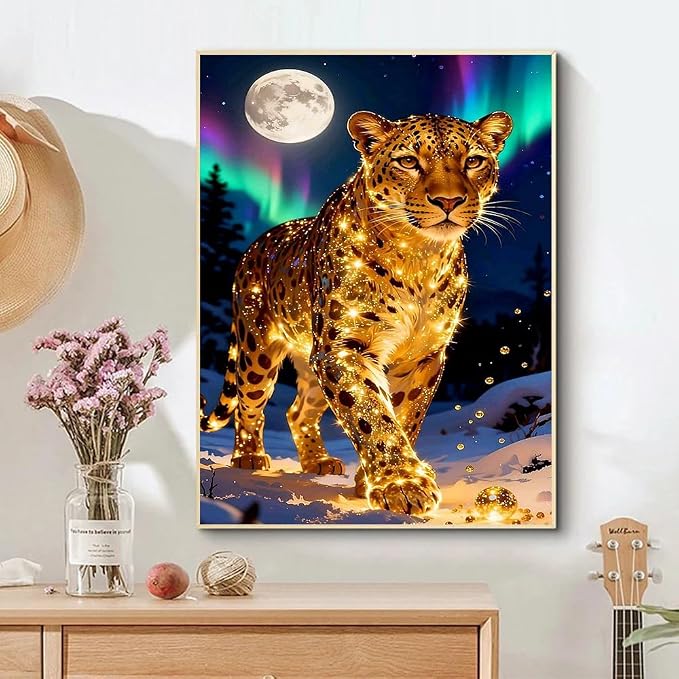 XUCNWL Diamond Art Kits for Adults,Cheetah Diamond Painting,12 x 16 Inch