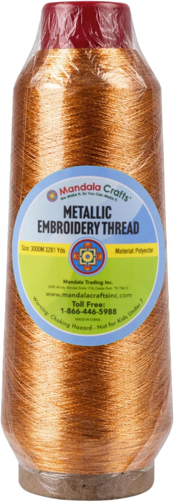 Mandala Crafts Metallic Bronze Embroidery Floss for Sewing, 3281 Yard Spool