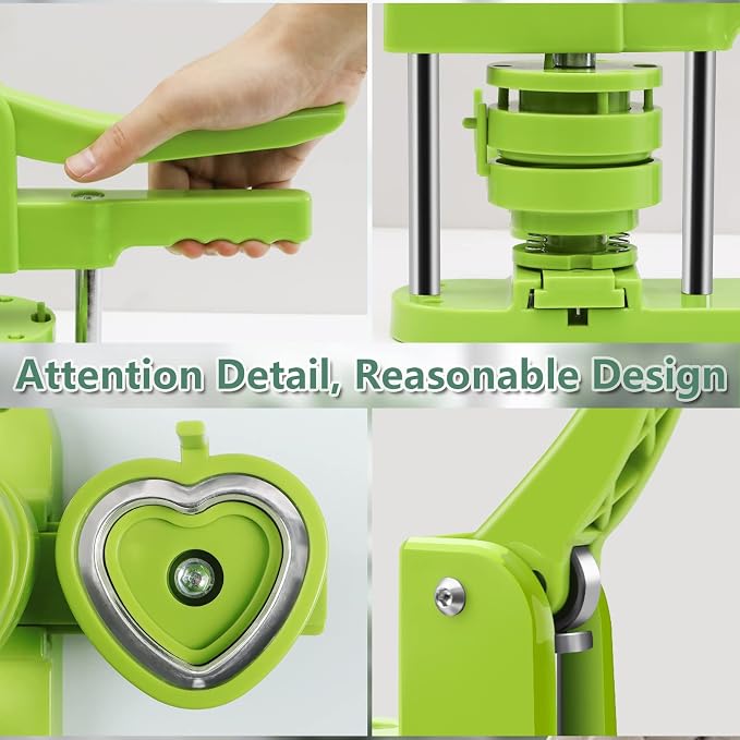 Happizza Heart-Shaped Button Maker Machine, Detachable Heart DIY Pin Button Maker Press Machine Kit, Badge Button Press Machine Pin Maker Machine with Free 100pcs Button Parts