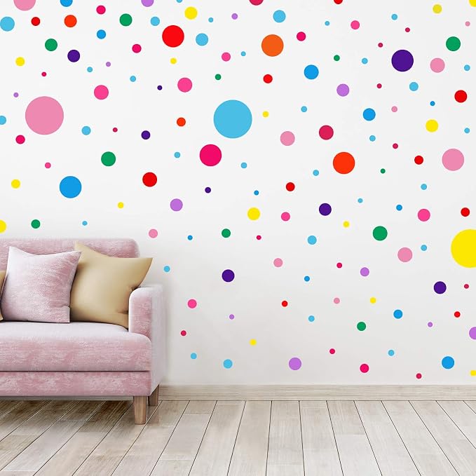 Zonon 264 Pcs Polka Dot Wall Decals Peel and Stick, 12 Colors Vinyl