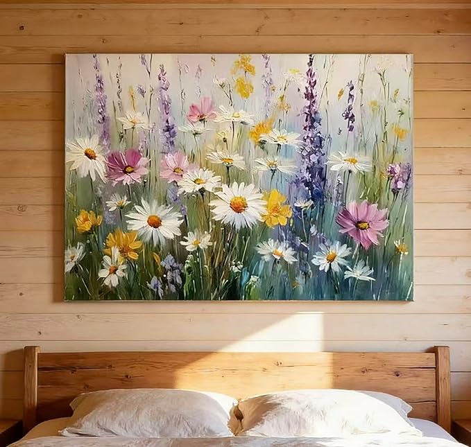 OJTOYART Paint by Numbers Kits for Adults, Flower Field Paint By Number KitsFor Beginner on Canvas, DIY Acrylic Watercolor Oil Colorful Paintingby Number for Home Decoration 16 x 20 Inch