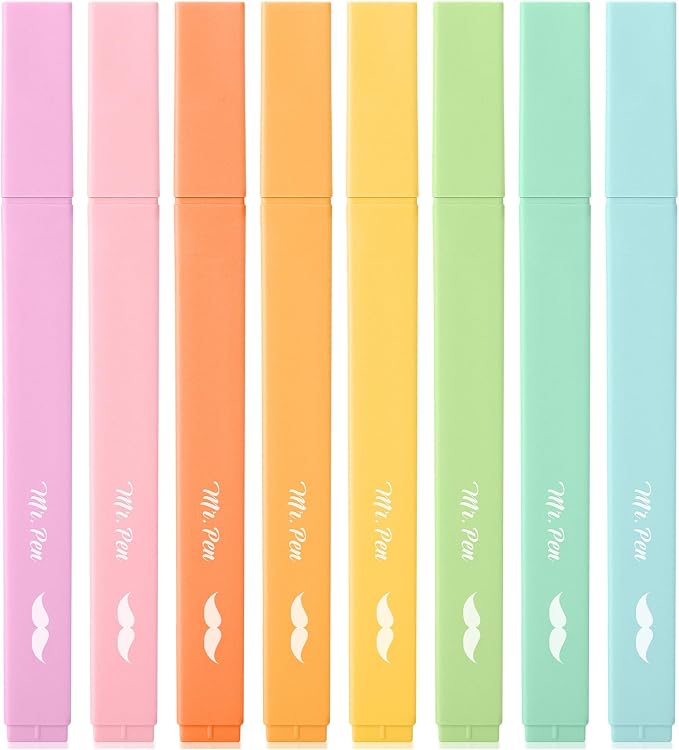 Mr. Pen- Aesthetic Highlighters, 8 pcs, Chisel Tip, Summer Colors | Cute Highlighter Assorted Colors, Bible Highlighters and Pens No Bleed Highlighter for Bible Pages No Bleed