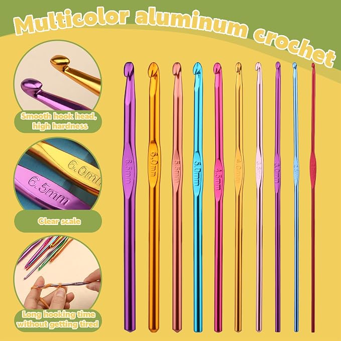 IMZAY Crochet Hooks Set, 54Pack Crochet Needles Set Ergonomic Crochet Hooks | Crochet Needles for Yarn with Storage Case, Knitting Needles, Crochet Kits for Beginners Knitting Accessories 0.6mm-6.5mm Red