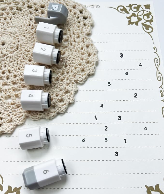 6-in-1 Retractable Pre-Inked Pen Roller Stamp – Rotatable & Detachable Self-Inking Stamp with 6 Patterns – Includes Numbers 1-6，Perfect for Teachers, Planners, Grading, Bullet Journaling