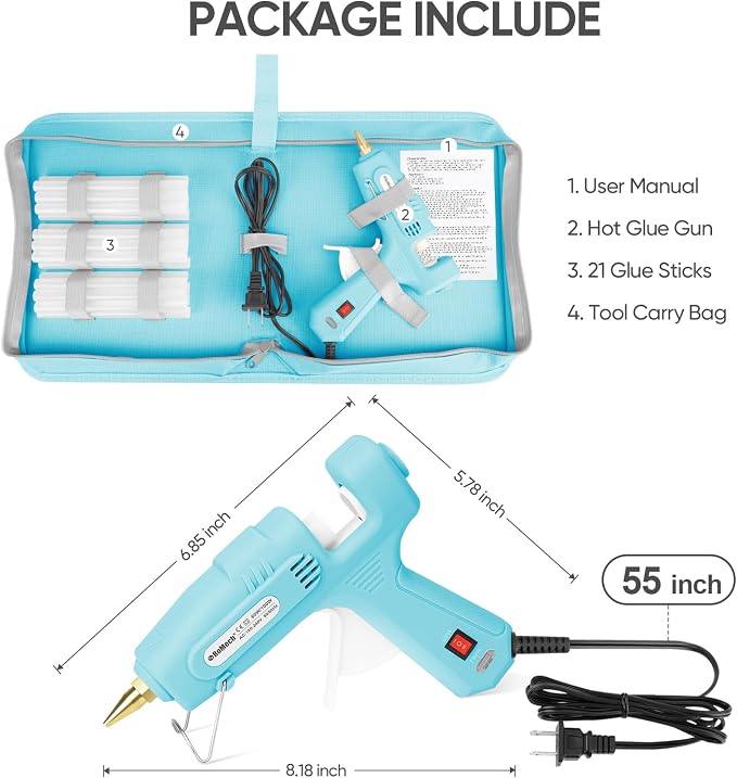 RoMech 60/100W Dual Temp Hot Glue Gun and Sticks Set, Full Size with Case