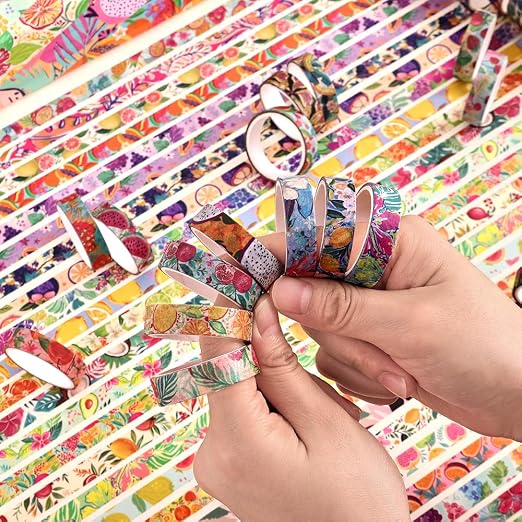 icceemee 48 Rolls Fruit Theme Washi Tape Set, Writable Decorative Tapes for Scrapbooking, Junk Journal Supplies, Bullet Journaling, 0.39"x79" per Roll