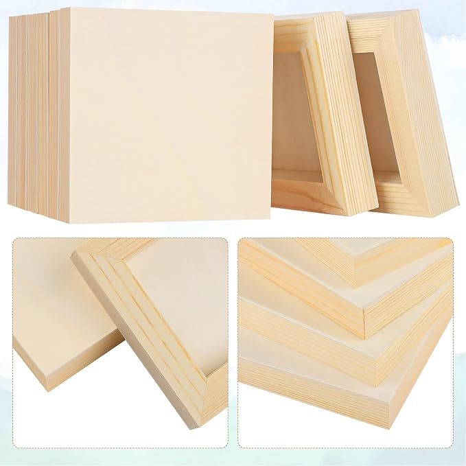 Aodaer 8 Pack Wood Panels 5 x 5 Inch Wooden Panels Canvas Unfinished Craft Wood Boards Panels for Art Crafts, Acrylic and Oil Painting, Pouring, DIY Projects
