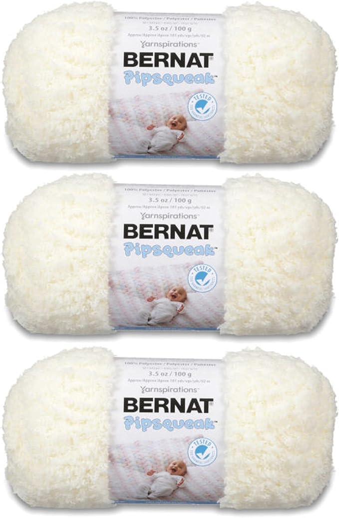 Bernat Pipsqueak Baby Yarn for Crocheting Soft, Vanilla, 3-Pack
