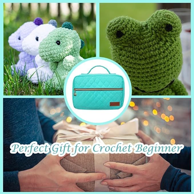 Yarniss Crochet Kit for Beginner,Complete Crochet Kit for Adult,Bright Blue | 14 Size Ergonomic Crochet Hooks & 12 Crochet Yarns Balls & Crochet Bag,Learn to Crochet with Step by Step Video Tutorial