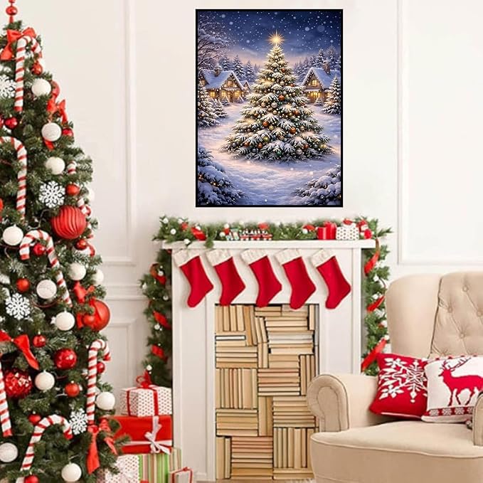 HHMATITS Christmas Tree Diamond Art Kits for Adults 12x16 Inch