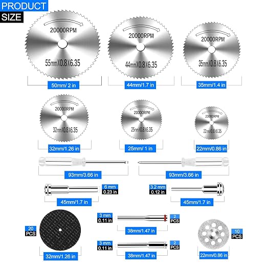 44Pcs Auxiren Cutting Wheel Kit for Dremel Rotary Tools, Mini HSS Circular Saw Blades Cutter, Resin Cutting Discs, 545 Diamond Cut Off Wheels for Cutting Wood, Metal, Plastic, PVC, Glass, Tile, Stone