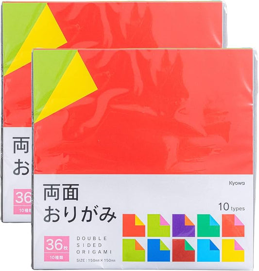 Origami Paper, Double Sided Colored, 6 Inch Square, 36 Sheets, 2 Pack