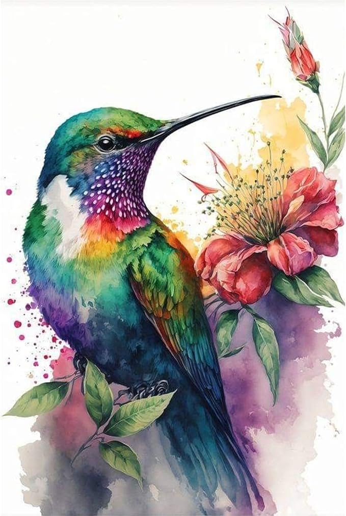 Ausanrl Hummingbird Diamond Painting Kits for Adults 12x16in | Bird Diamond Art Kits for Adults,5D Diamond Painting,DIY Gem Art Bird Home Wall Decor Perfect for Relaxation Art and Crafts