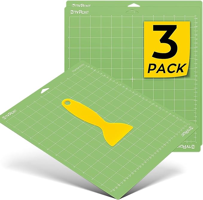 HTVRONT Standard Stickness Cutting Mat, 12x12, 3 Pack, for Quitling | Compatible with Cricut Maker 3/Maker 4/Maker/Explore 3/4/5/Air 2/One, Standard Adhesive Sticky, Quilting Cutting Mats