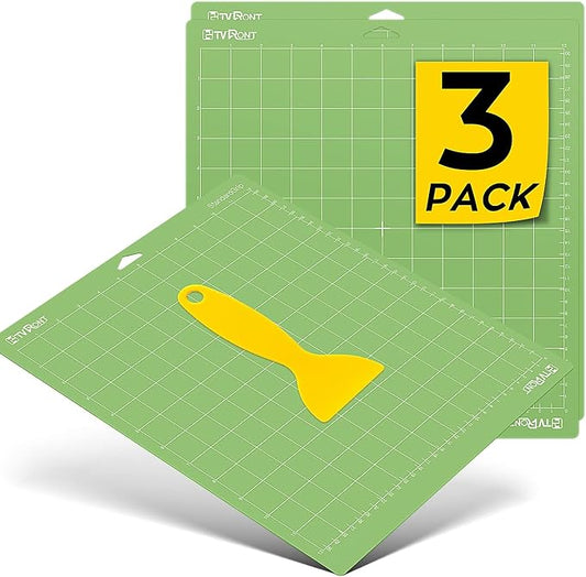 HTVRONT Standard Stickness Cutting Mat, 12x12, 3 Pack, for Quitling | Compatible with Cricut Maker 3/Maker 4/Maker/Explore 3/4/5/Air 2/One, Standard Adhesive Sticky, Quilting Cutting Mats