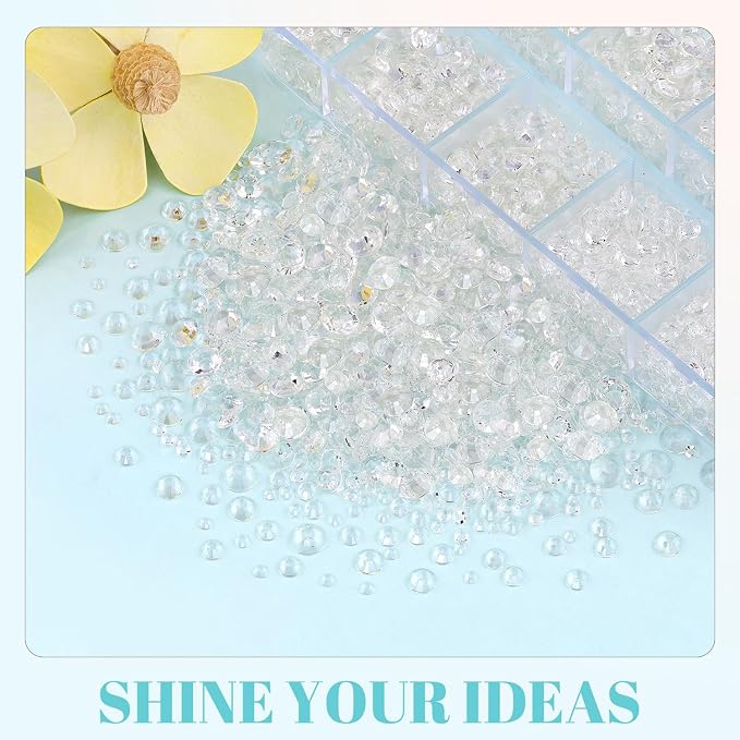 12100Pcs Resin Rhinestones for Crafting with 3Pcs 10ml B7000 Jewelry Glue, 2 Boxes Flatback Crystals Diamond (Transparent) for Bedazzling Crafts DIY Nail Art，Non Hotfix Gems for Clothing Shoes