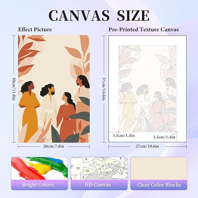Okarina 6 Pack Paint by Numbers Kit for Adults & Beginners, Women Power | Paint by Number Kits on Canvas without Frame, 8x12 Inch, DIY Painting Kit for Home Wall Decor, Gifts for Women & Men