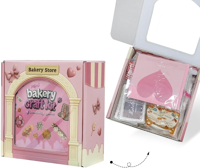 iLAND Craft Sets for Girls Ages 8-12 Creative Clay Bakery Crafting Kit, Fun DIY Arts and Crafts for Kids 8-10, Family Game Night Activities, Cute mini food Tween Girl Toy Birthday Gifts for 9 Year Old