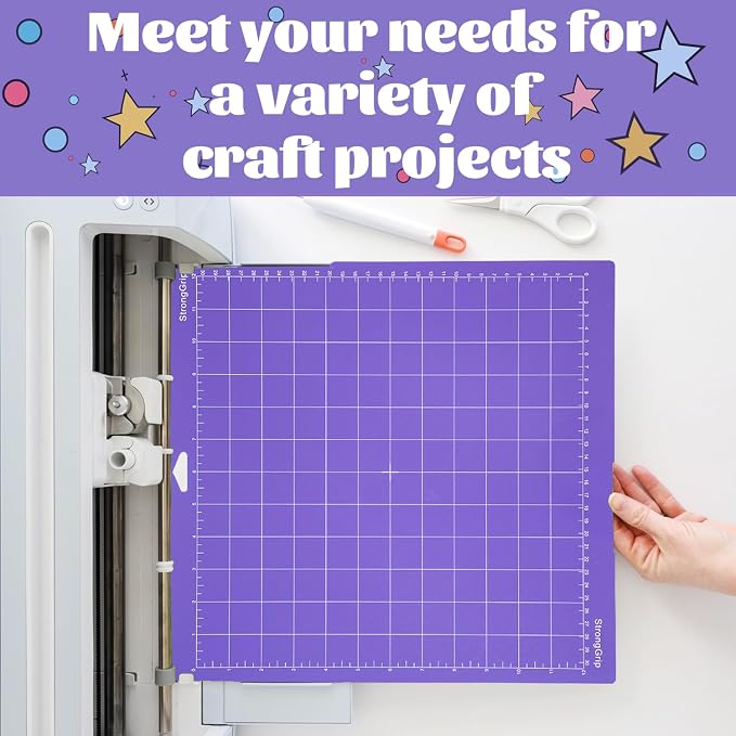 THANMAO StrongGrip Cutting Mat 3 Pack,12"x12" Strong Grip Cutting Mats for Cricut Maker 3/Maker/Explore 3/Air 2/Air/One，Replacement Accessories Card，Adhesive Non-Slip Cut Mats(Purple