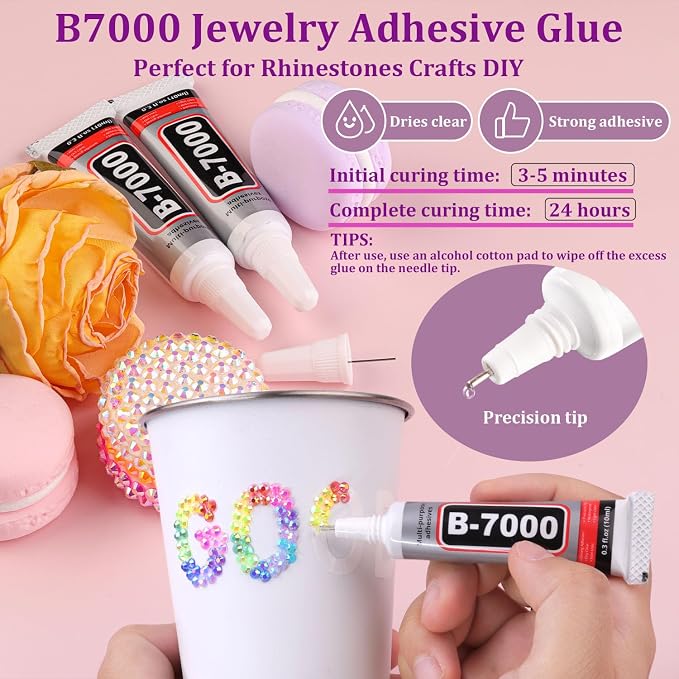 TINKRSTUFF 38000Pcs 3mm Jelly Rhinestones Bedazzling Kit | 28 Colors Flatback Gems with 3Pcs B7000 Jewelry Glue, Diamond Art Tools for Bedazzling Shoes Books Crafts Nail Art